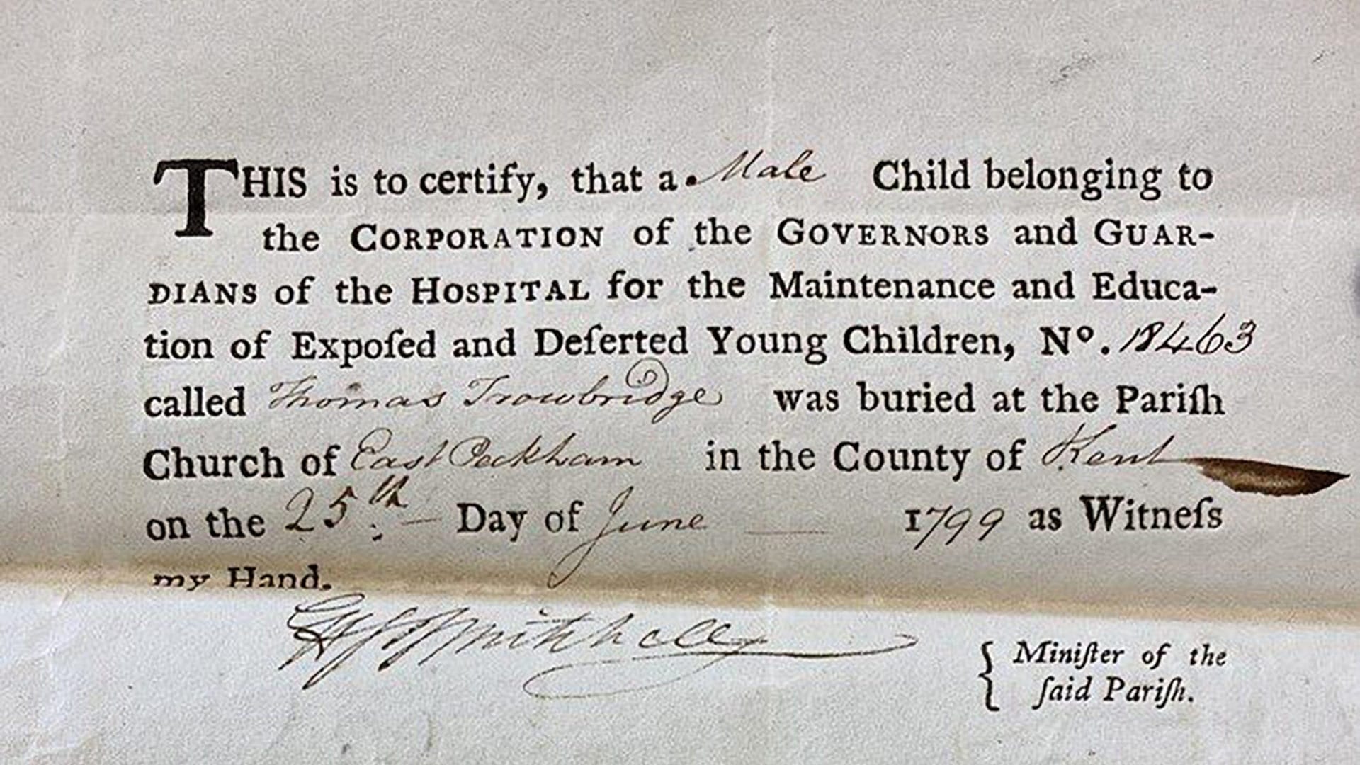 Forgotten Foundlings: Uncovering the life of Thomas Trowbridge