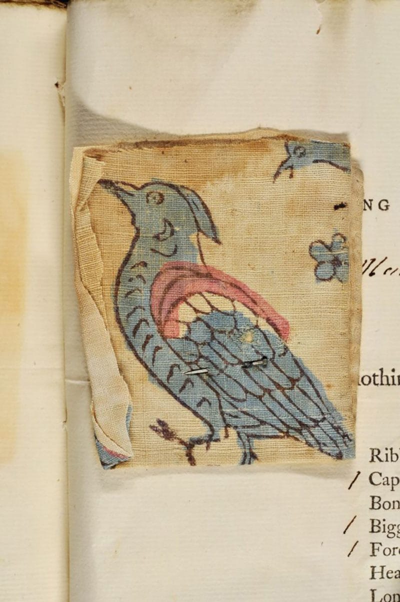 ‘Printed calico’. Calico printed with a bird. Foundling number 13476. A boy admitted 20 June 1759 © Coram