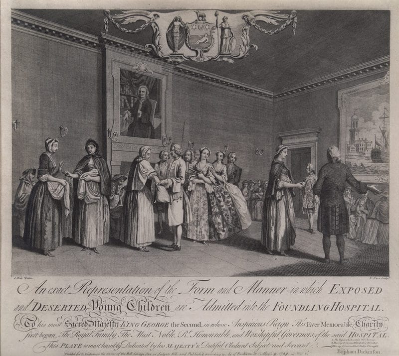 Nathaniel Parr, An Exact Representation of the Form and Manner In Which Exposed and Deserted Young Children Are Admitted Into the Foundling Hospital, 1749 © Foundling Museum