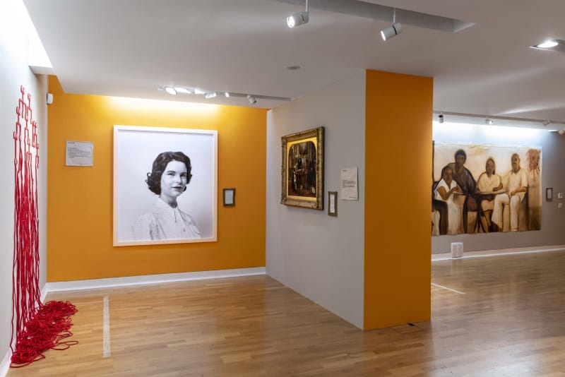 Installation photograph. Works by Tamsin van Essen, Gillian Wearing and Sikelela Owen