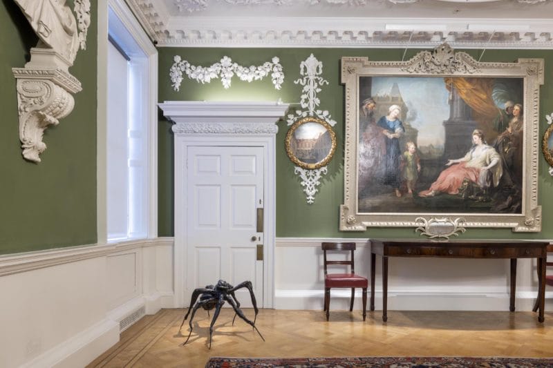 Court Room with Louise Bourgeois, Spider V, 1999, Ursula Hauser Collection, Switzerland © The Easton Foundation / 2023 DACS UK. Installation image © Fernando Manoso