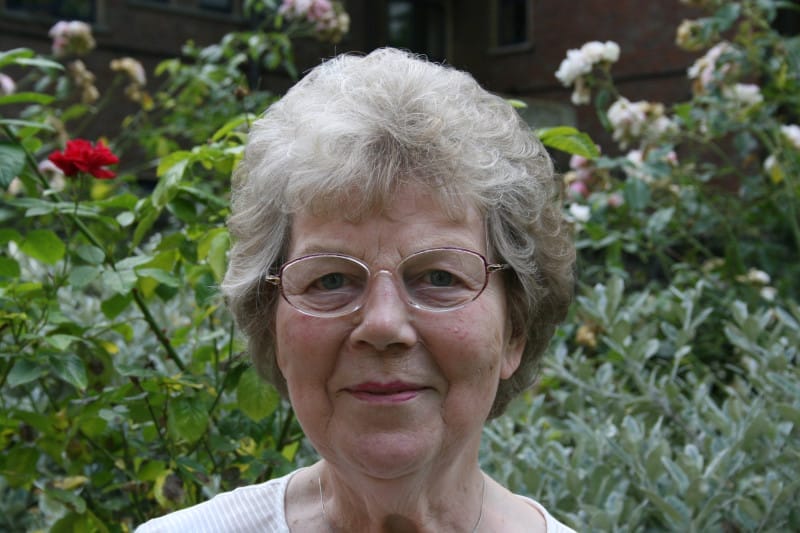 Phyllis Bailey aged 83 in her garden