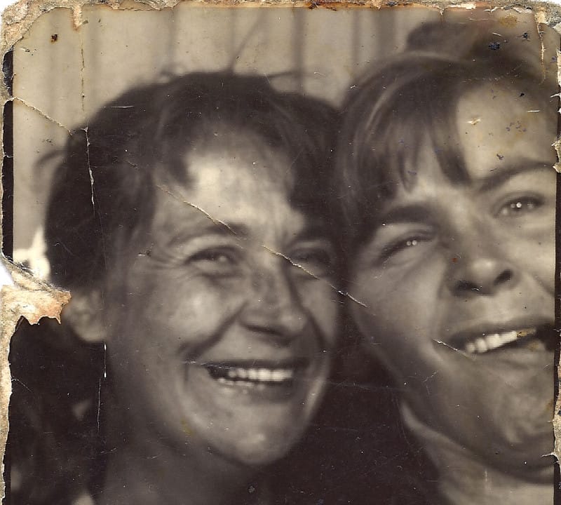 Lydia (R) with a school friend having fun in a photo booth