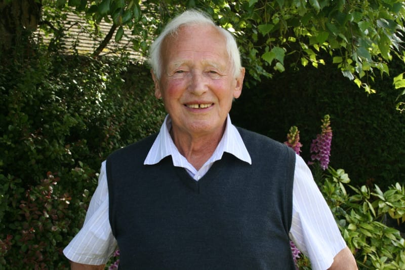 Sidney Ansell aged 85 in his garden